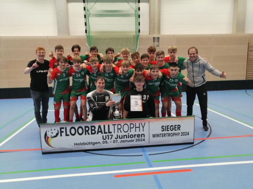 U17-Team West gewinnt Floorball-Wintertrophy 2024 in Büttgen     Bild: Karsten Kever