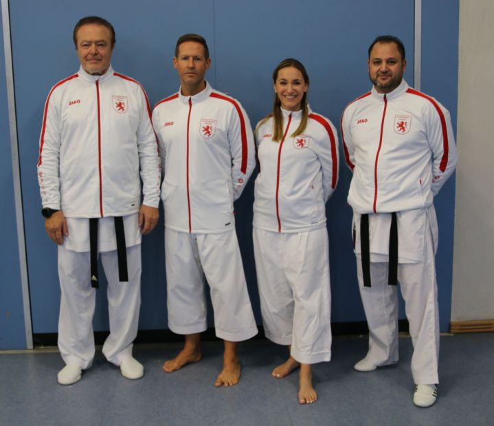 Karate Landestrainer v.l.: Alexander Lang (Kumite Stützpunkt Hessen Nord), Thorsten Steiner und Sophie Wachter beide in der Disziplin Kata (Budocenter Frankfurt/M.), Jamal Laudiai (Kumite Stützpunkt Hessen Süd)    Bild: Martina Bier für den HFK